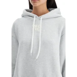 DAMES Alexander Wang Hoodies & Sweatvesten^Geëmbosseerd Logo Boxy Hoodie Sweatshirt