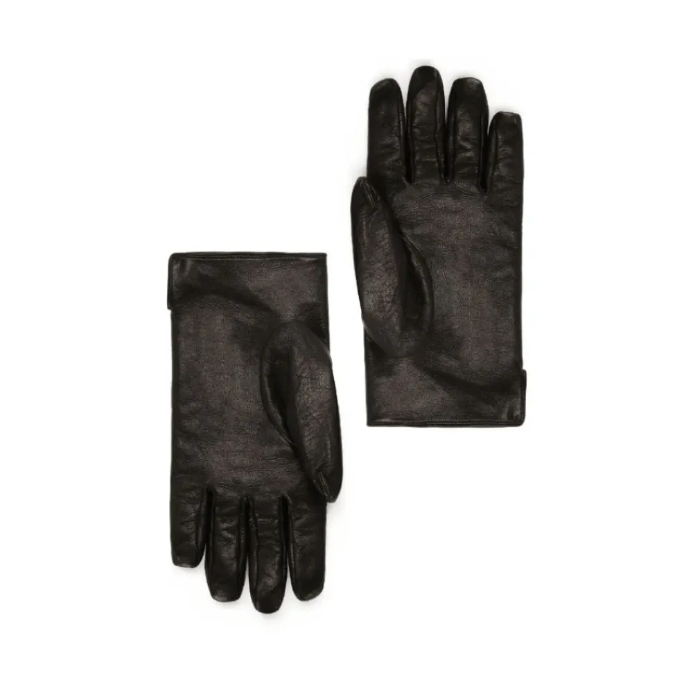 DAMES Dolce & Gabbana Geëmbosseerde leren handschoenen met zijden voering