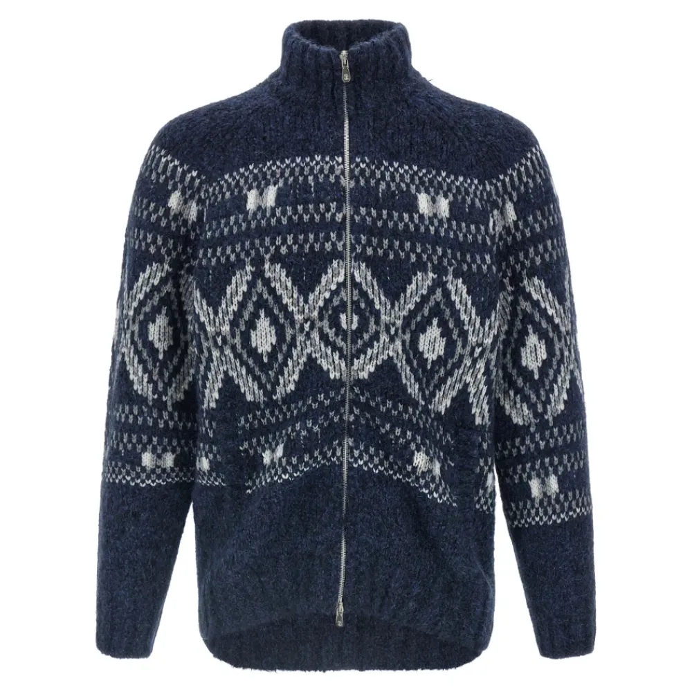 Heren Brunello Cucinelli Truien & Vesten^Geometric Jacquard Cardigan With Zipper