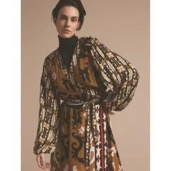 DAMES Summum Woman Jurken^Geprintte Midi Jurk met Ballonmouwen