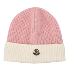 Moncler Geribbeld Nylon Hoed Logo Voorzijde