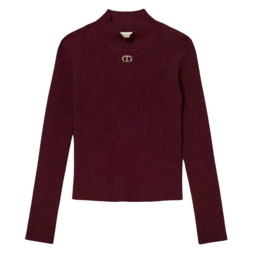 Twinset Geribbelde coltrui met ovale T