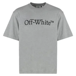 Heren Off White Geribbelde crew-neck T-shirt in katoen