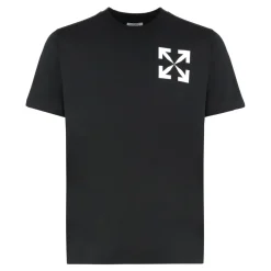 Heren Off White Geribbelde crew-neck T-shirt in katoenmix