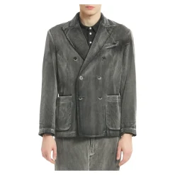 Heren Barena Venezia Jassen^Geribbelde Double-Breasted Jas