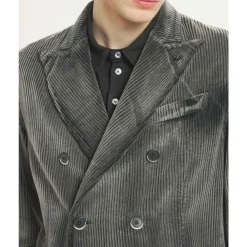 Heren Barena Venezia Jassen^Geribbelde Double-Breasted Jas