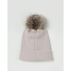 Moncler Geribbelde gebreide beanie met pompon