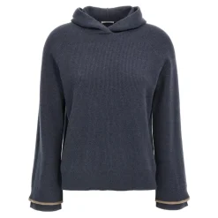 DAMES Brunello Cucinelli Hoodies & Sweatvesten^Geribbelde hoodie trui