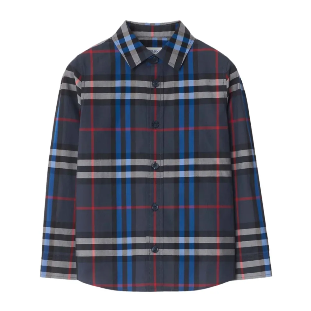 Burberry Bovenkleding^Geruit katoenen overhemd