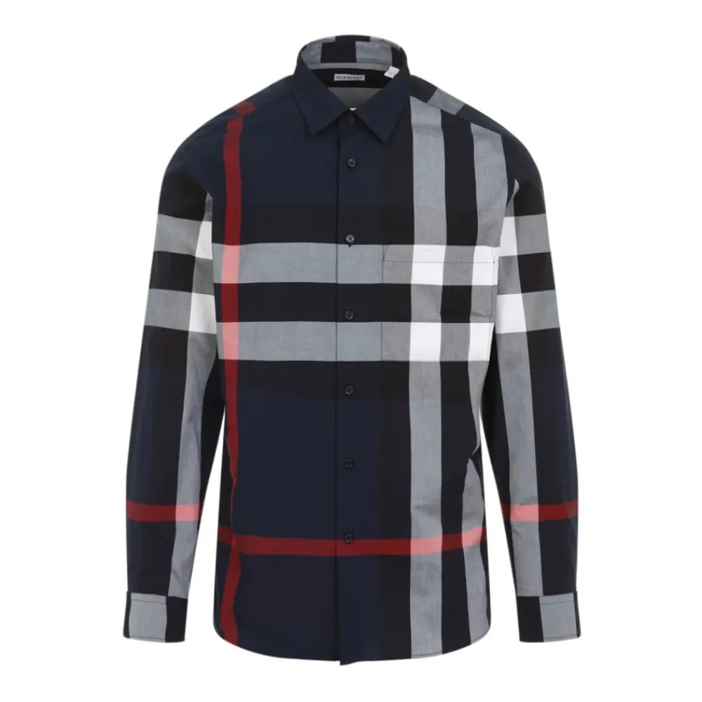 Heren Burberry Overhemden^Geruit katoenen overhemd
