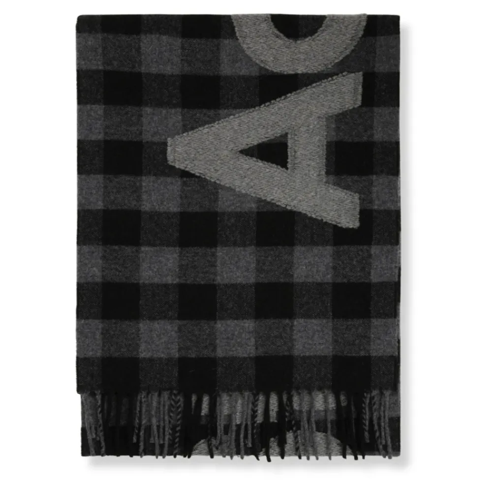 Heren Acne Studios Geruit Wollen Sjaal met Franjes