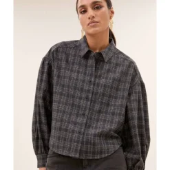 DAMES By-Bar Geruite Blouse Lange Mouw Sarah