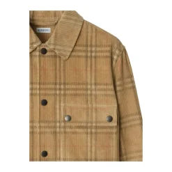 Heren Burberry Overhemden^Geruite Corduroy Overhemd met Zak