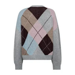 DAMES Co'Couture Geruite V-hals wollen trui