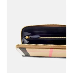 DAMES Burberry Geruite Zwarte Leren Portemonnee met Rits