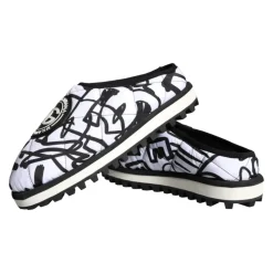 Heren Dolce & Gabbana Pantoffels^Gestikte Logo Slide Sandalen Wit