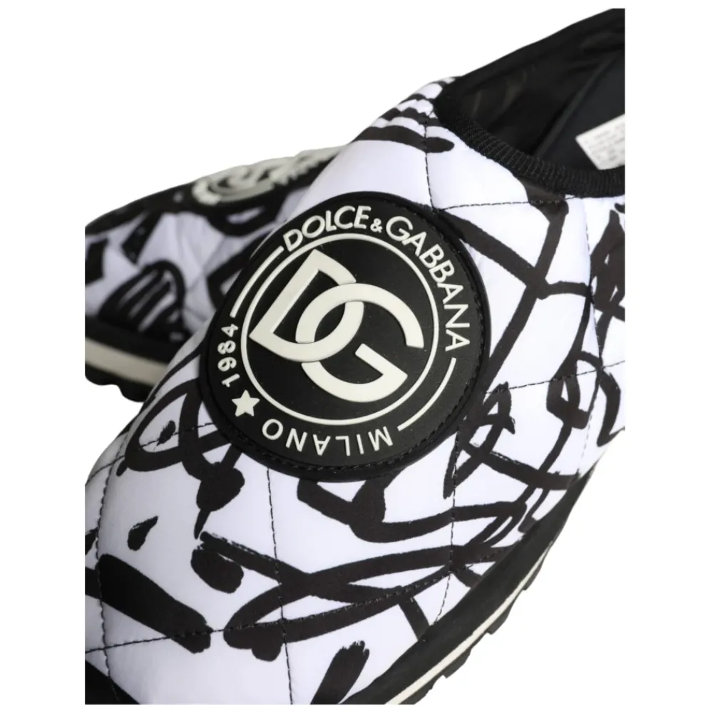 Heren Dolce & Gabbana Pantoffels^Gestikte Logo Slide Sandalen Wit