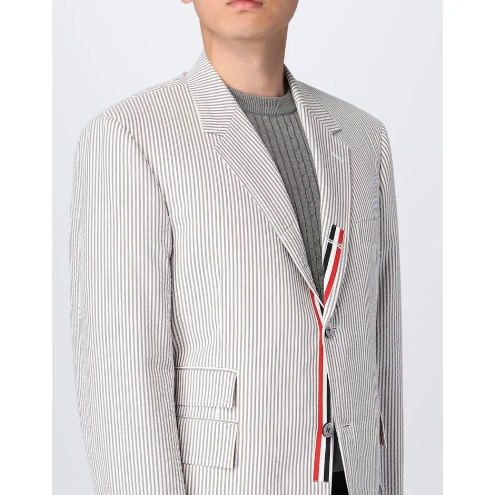 Thom Browne Outdoorjassen^Gestreept Katoenen Klassieke Blazer