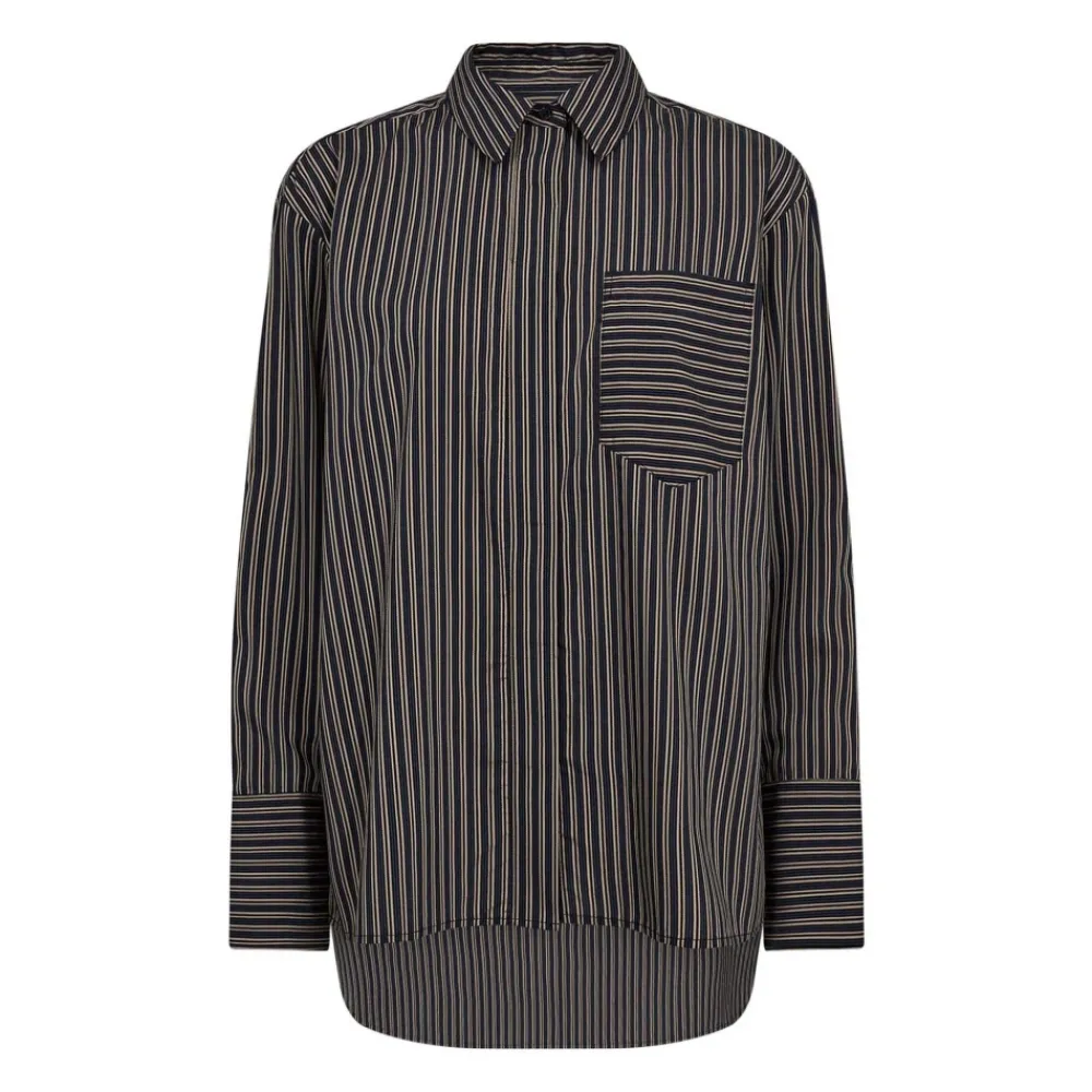 DAMES Co'Couture Gestreepte Overhemdblouse met Wijde Mouwen