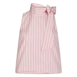 DAMES Neo Noir Gestreepte Top met Strikdetail