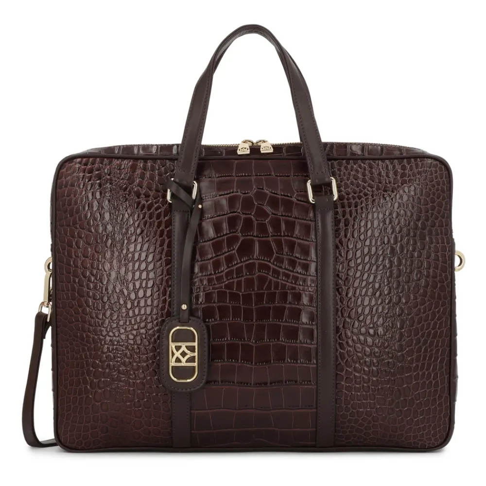 DAMES Kazar Geëtste lederen laptoptas