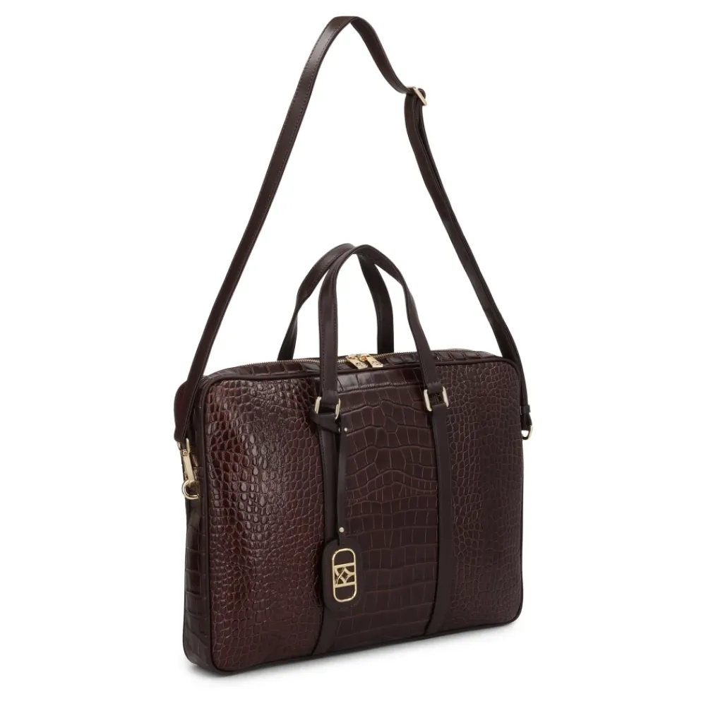 DAMES Kazar Geëtste lederen laptoptas