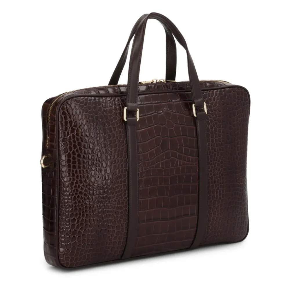 DAMES Kazar Geëtste lederen laptoptas