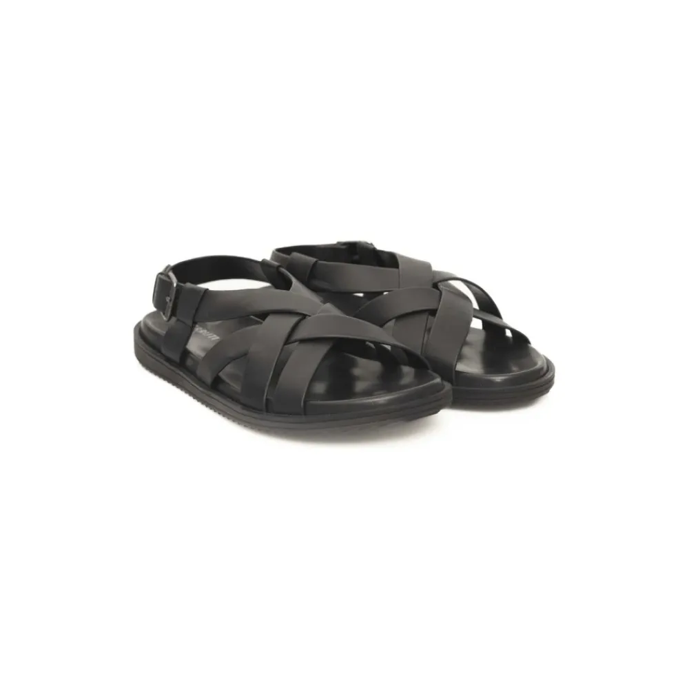 Heren Cerruti 1881 Sandalen^Gevlochten Leren Sandalen met Verstelbare Gesp