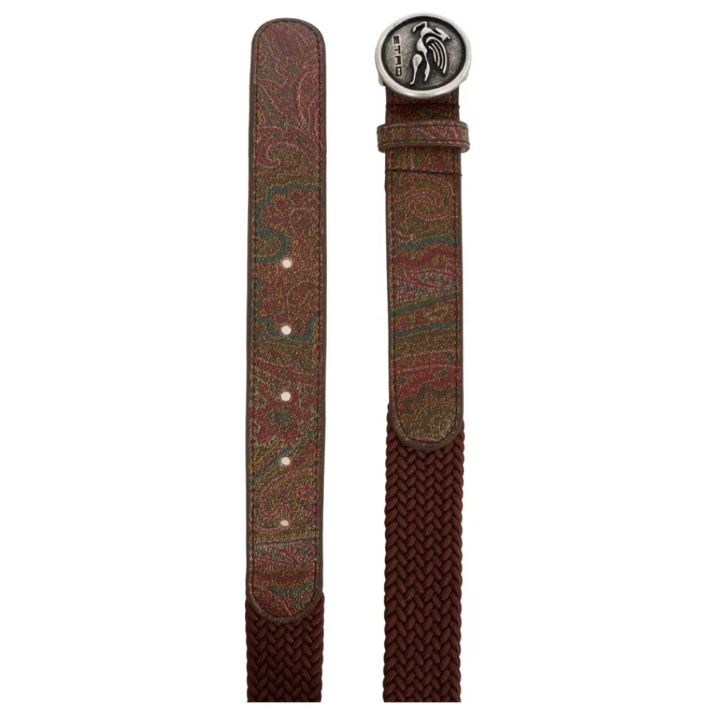Etro Riemen En Bretels^Gevlochten Multicolor Riem met Leren Details