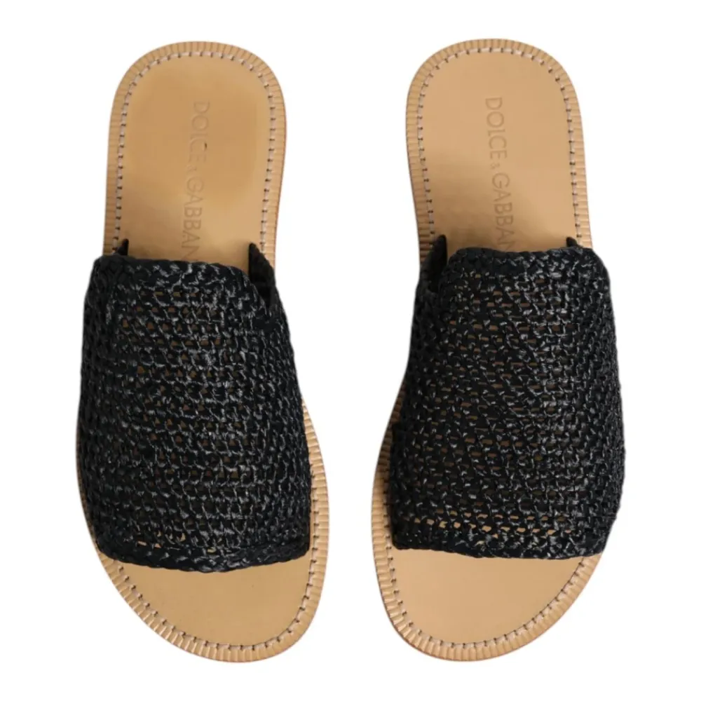 Heren Dolce & Gabbana Gevlochten Raffia Slides Schoenen