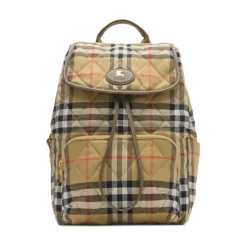 DAMES Burberry Rugzakken^Gewatteerde Diamond-Patroon Check Leren Tas