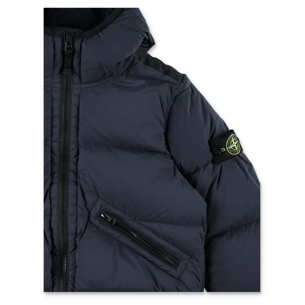 Stone Island Jassen^Gewatteerde jas met capuchon en elastische boorden