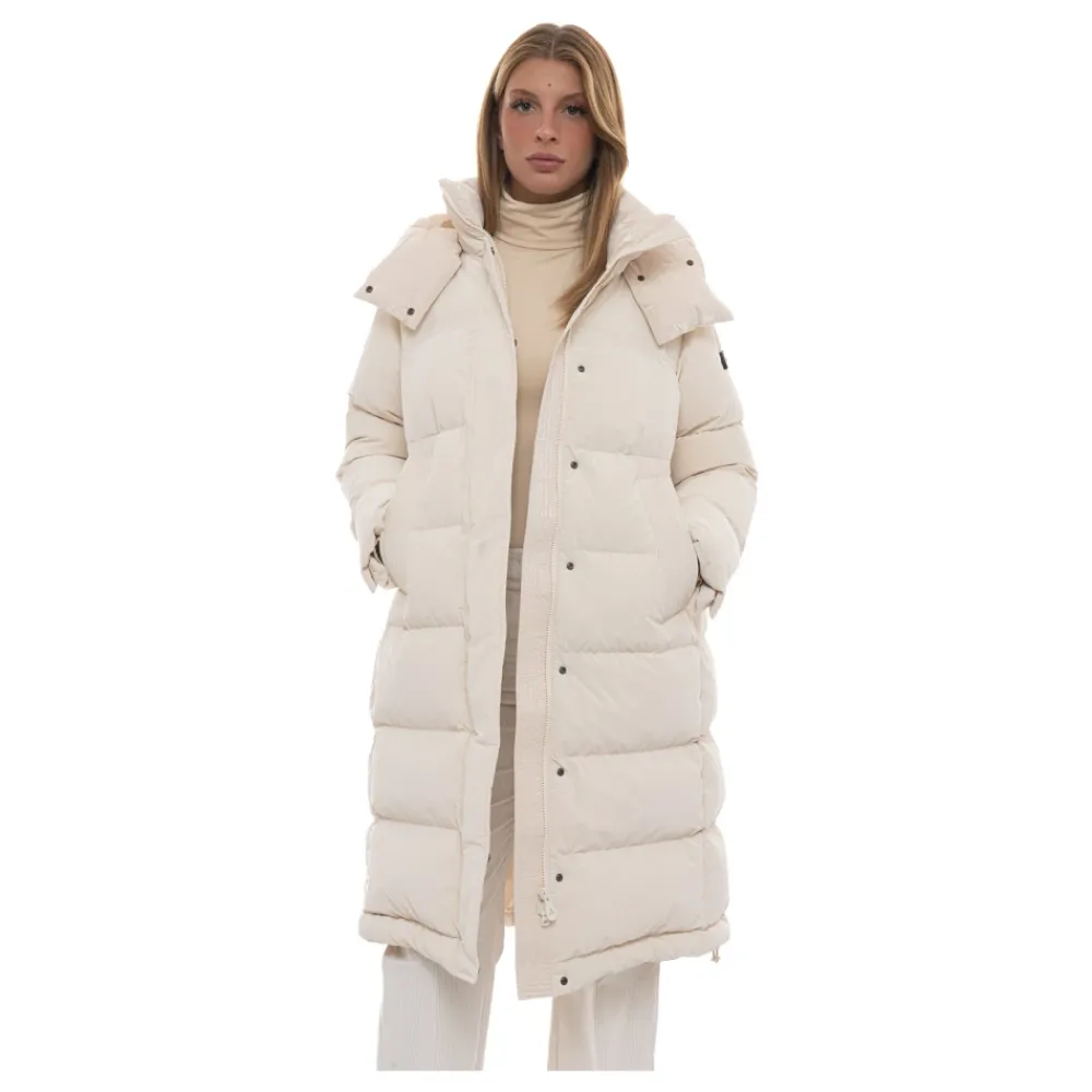 DAMES Peuterey Gewatteerde Lange Jas met Afneembare Capuchon