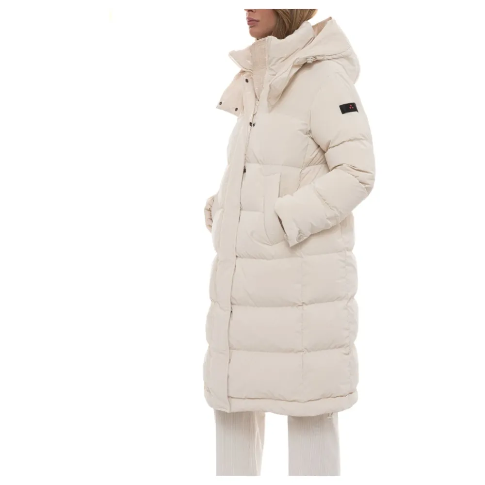 DAMES Peuterey Gewatteerde Lange Jas met Afneembare Capuchon