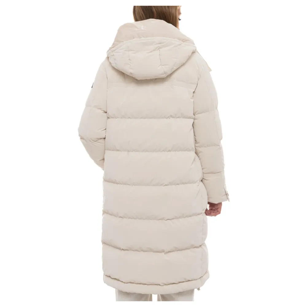 DAMES Peuterey Gewatteerde Lange Jas met Afneembare Capuchon