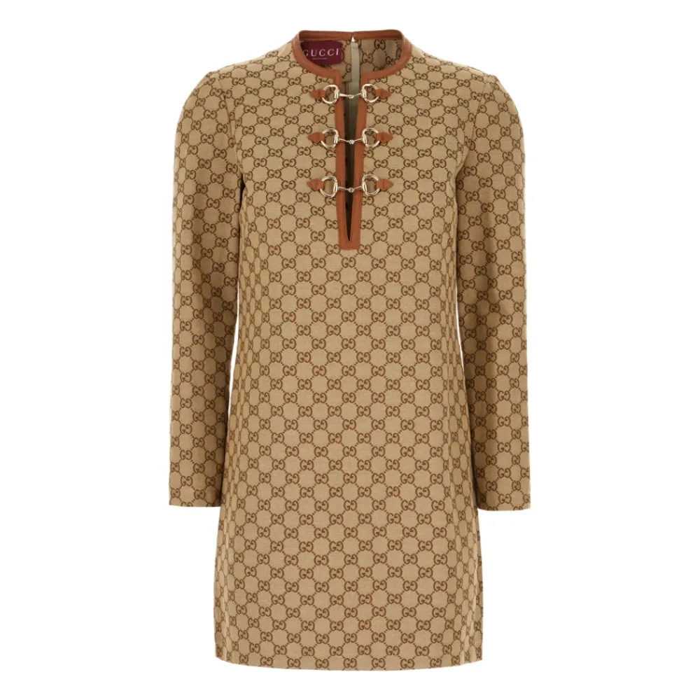DAMES Gucci Jurken^GG Canvas Jurk met Horsebit