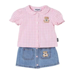 Moschino Gingham Shirt Denim Rok Set