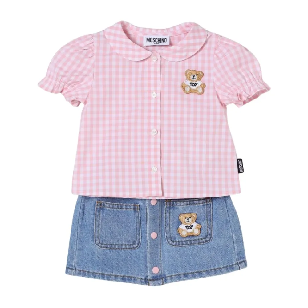 Moschino Gingham Shirt Denim Rok Set