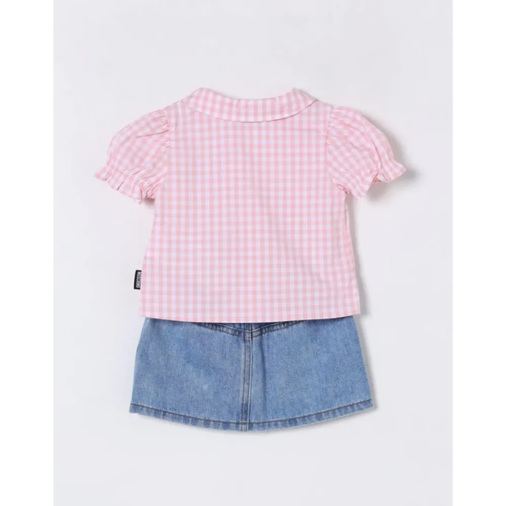 Moschino Gingham Shirt Denim Rok Set