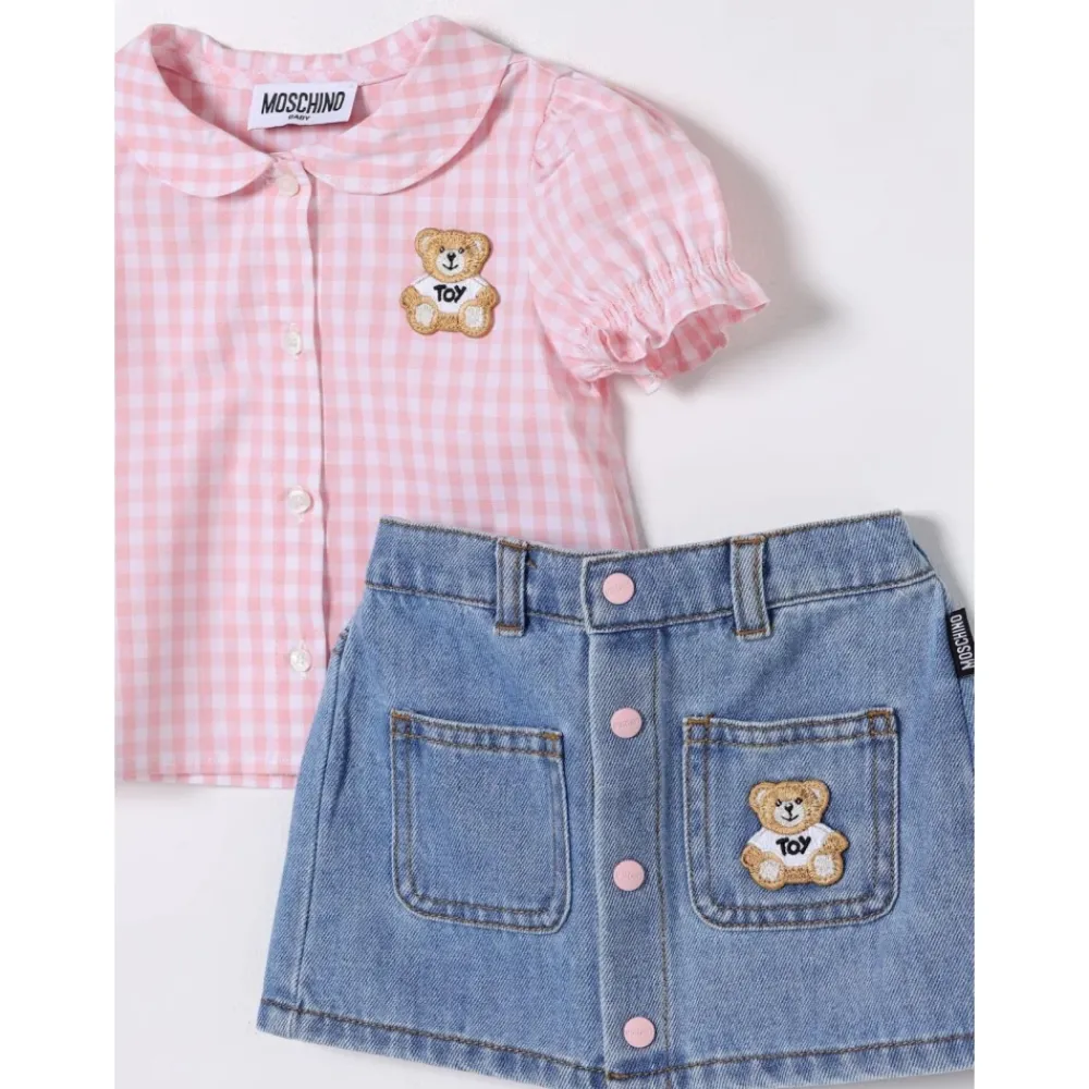 Moschino Gingham Shirt Denim Rok Set