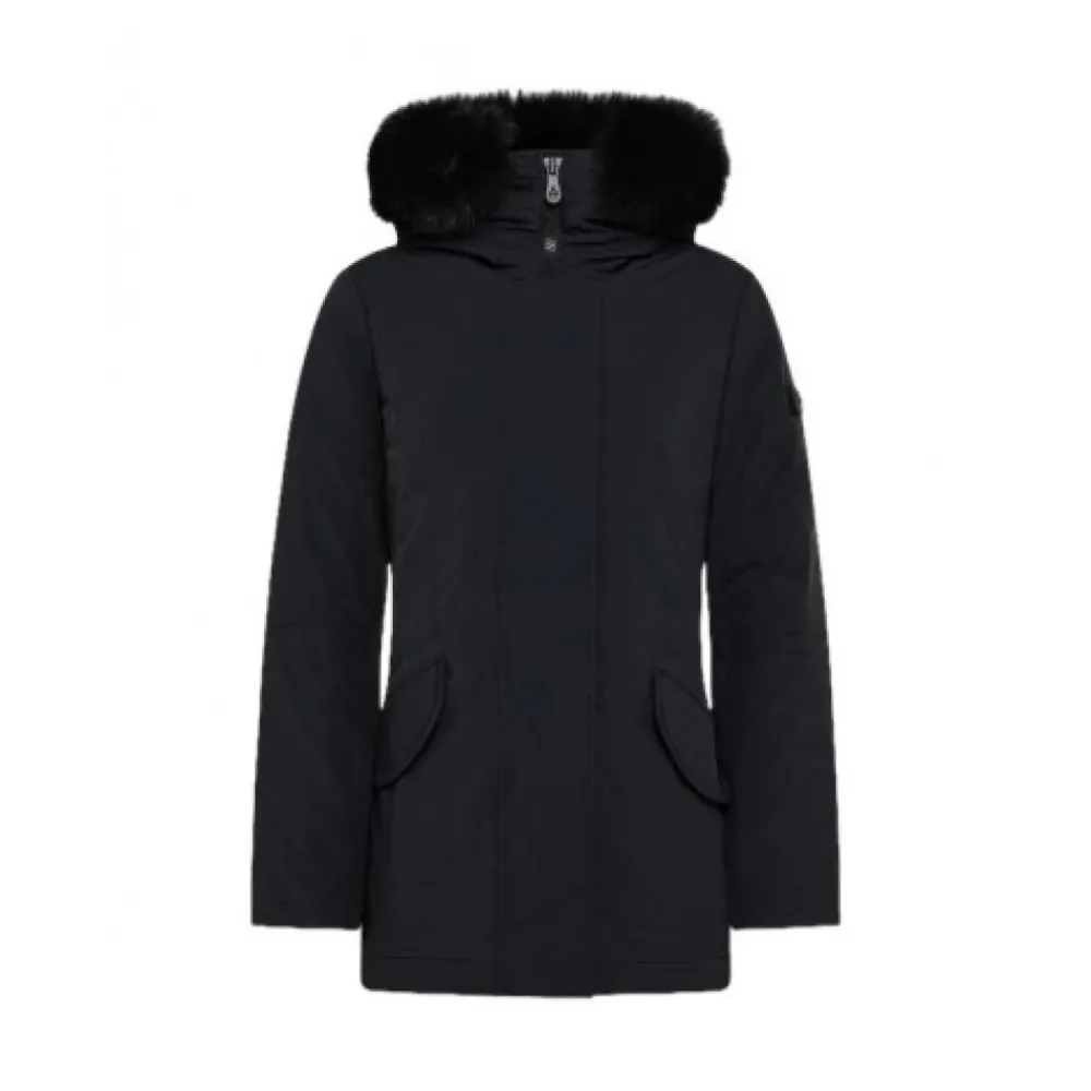 DAMES Peuterey Gladde donsjas met bont capuchon