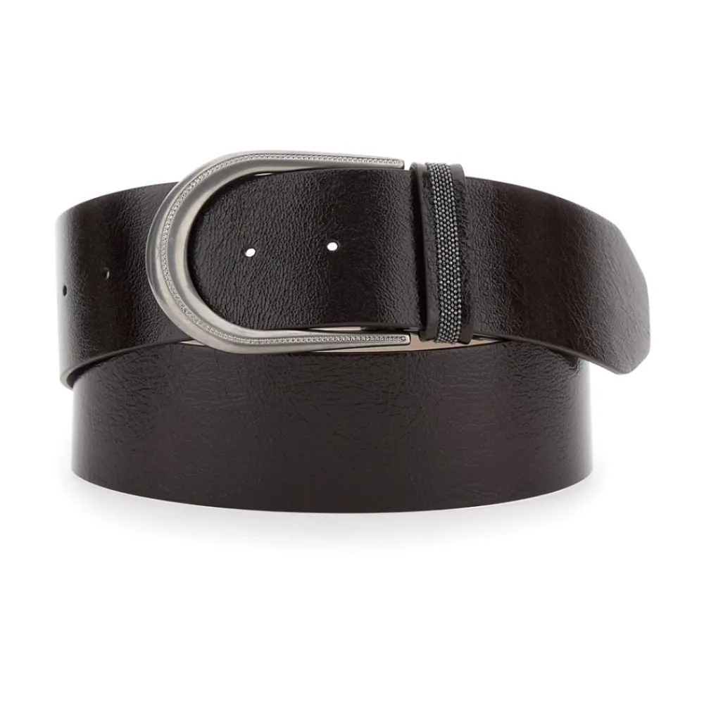 Brunello Cucinelli Riemen En Bretels^Glanzende Kalfsleren Riem