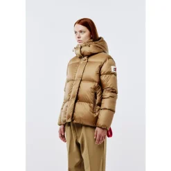 DAMES Afterlabel Glanzende Nylon Kipnuk Pufferjas