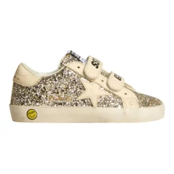 Golden Goose Glitter Sneakers Roomkleurige Leren Band