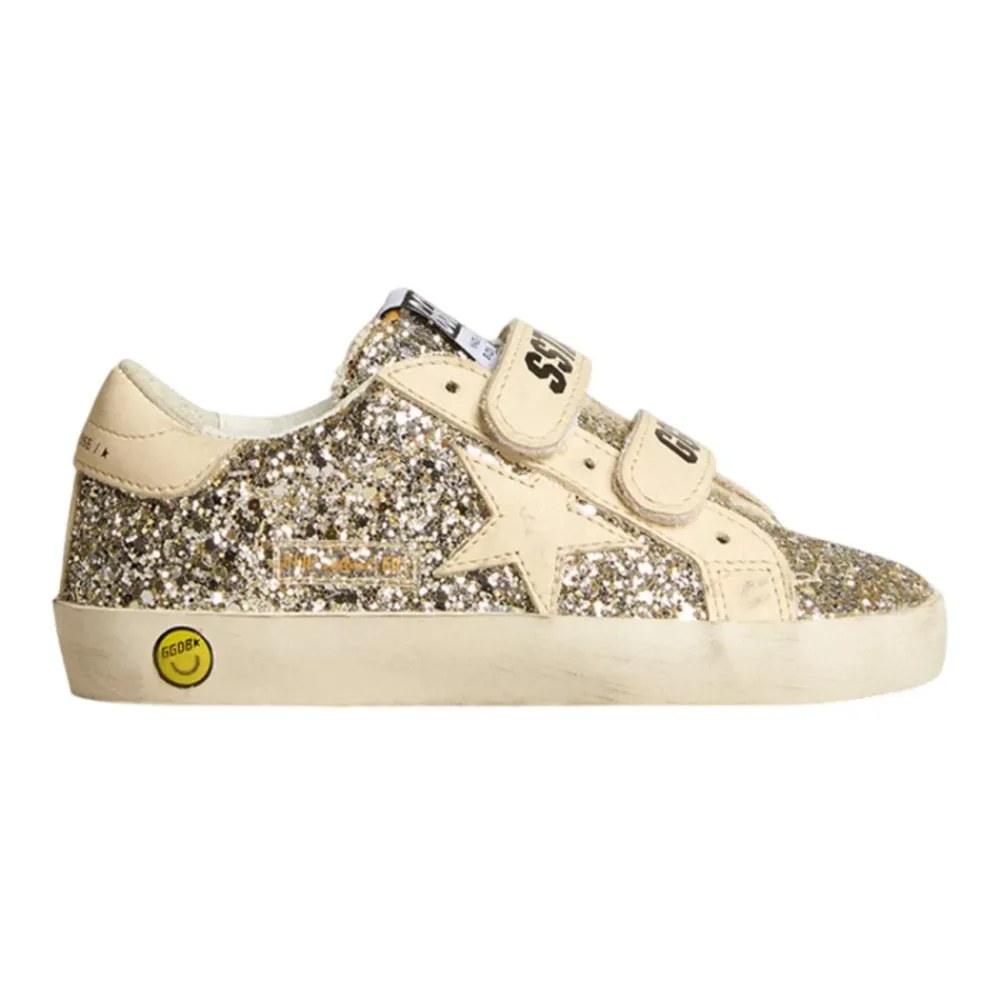 Golden Goose Glitter Sneakers Roomkleurige Leren Band