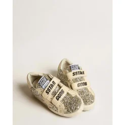 Golden Goose Glitter Sneakers Roomkleurige Leren Band