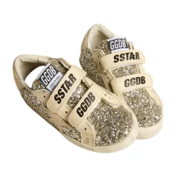 Golden Goose Glitter Sneakers Roomkleurige Leren Band