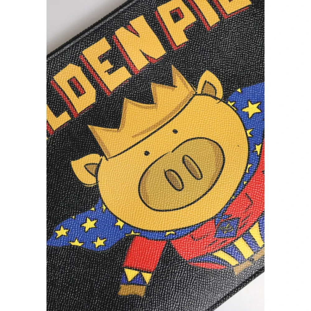 DAMES Dolce & Gabbana Golden Pig Print Logo Pouch Bag