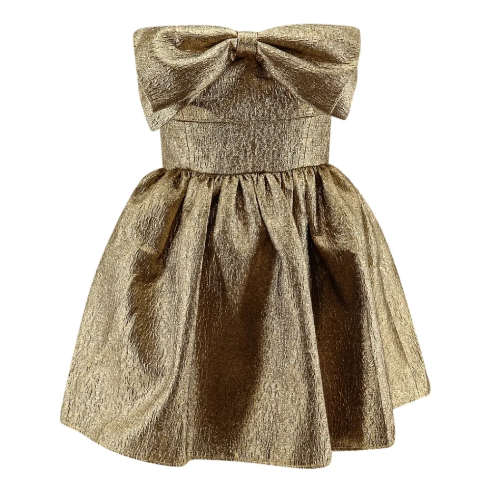 DAMES Self Portrait Jurken^Gouden Bustier Jurk met Strik Detail