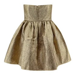 DAMES Self Portrait Jurken^Gouden Bustier Jurk met Strik Detail